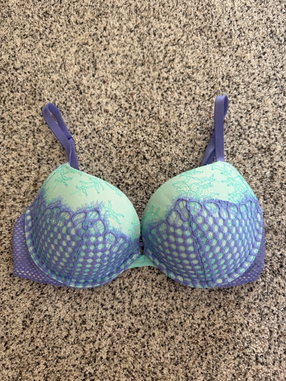 Victoria's Secret Mint and Lavender Lace Demi Bra